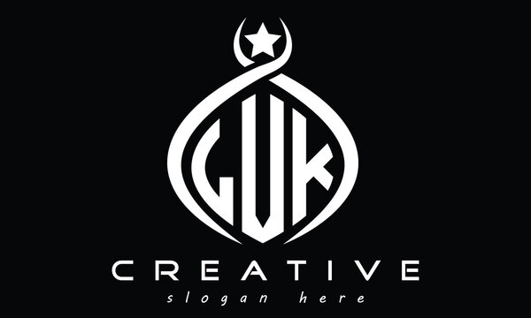 LVK three-letter monogram curved initial logo design, geometric minimalist oval modern creative logo, vector template