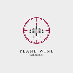 wine plane circle logo design template for brand or company and other