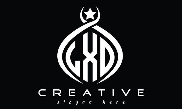 LXO three letters monogram curved initial logo design, geometric oval minimalist modern creative logo, vector template