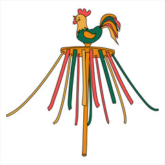 Carnival carousel with ribbons on a white background. Shrovetide festivities. EPS 10.