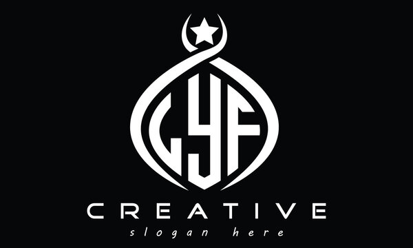 LYF three letters monogram curved initial logo design, geometric oval minimalist modern creative logo, vector template