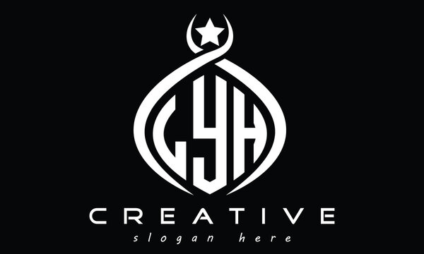 LYH three letters monogram curved initial logo design, geometric oval minimalist modern creative logo, vector template
