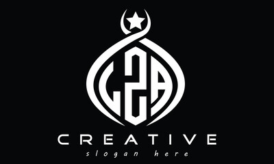 LZA three letters monogram curved initial logo design, geometric oval minimalist modern creative logo, vector template
