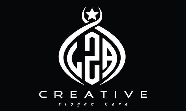 LZA three letters monogram curved initial logo design, geometric oval minimalist modern creative logo, vector template