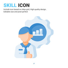 Fototapeta na wymiar Skill icon vector with flat color style isolated on white background. Vector illustration competence sign symbol icon concept for digital business, finance, industry, company, apps and all project