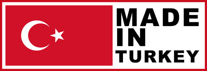 Made in Turkey Turkish Flag Concept -  3D Illustration