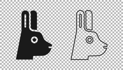 Black Rabbit with ears icon isolated on transparent background. Magic trick. Mystery entertainment concept. Vector