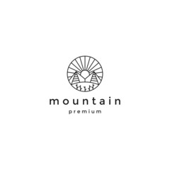 Mountain line art logo design template