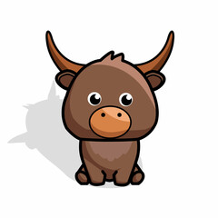 Obraz na płótnie Canvas The cute baby bull is so adorable. brown bull