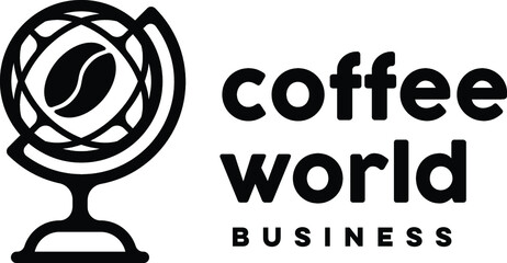 Coffee with globe / world logo template