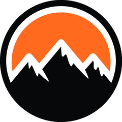 Simple circle mountain symbol logo template