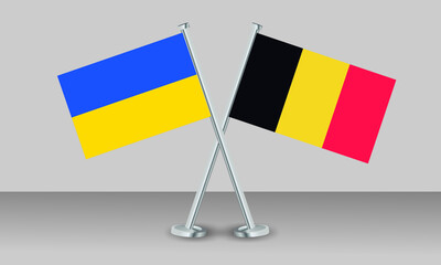 flags of Ukraine and Belgium. Official colors. Correct proportion. Banner design
