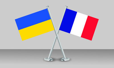 flags of Ukraine and France. Official colors. Correct proportion. Banner design
