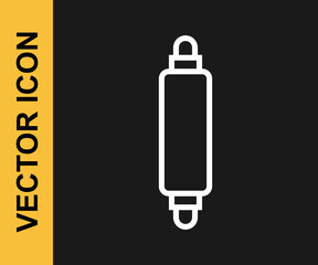 White line Rolling pin icon isolated on black background. Vector