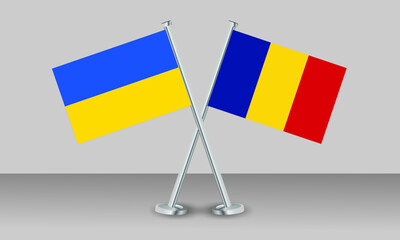 Crossed flags of Ukraine and Chad. Official colors. Correct proportion. Banner design