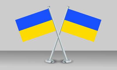 Crossed flags of Ukraine. Official colors. Correct proportion. Banner design
