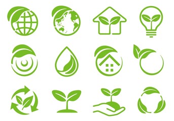 葉　エコロジー　アイコン　イラストセット