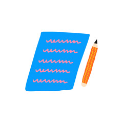 Paper and pencil vector illustration in flat color design