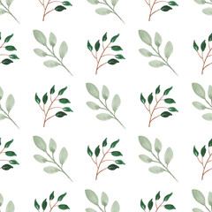Watercolor leaf seamless pattern