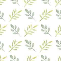 Watercolor leaf seamless pattern