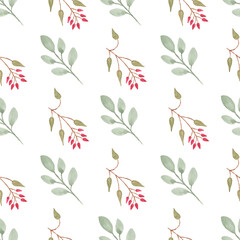 Watercolor leaf seamless pattern