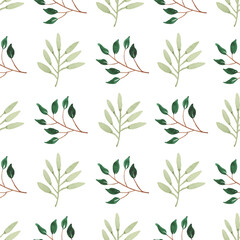 Watercolor leaf seamless pattern