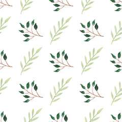 Watercolor leaf seamless pattern