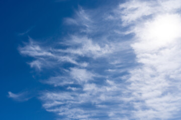 High cirrus clouds against the blue sky