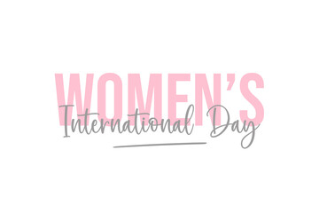 Happy women's day on March 8, elegant lettering greeting card. Celebration of the International Womens day background