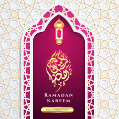 welcome to ramadan kareem arabic islamic calligraphy social media flyer template purple - obrazy, fototapety, plakaty