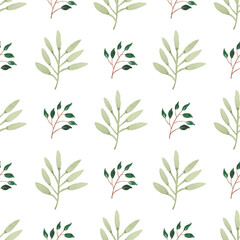 Watercolor leaf seamless pattern