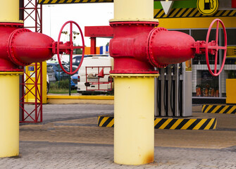 valve on the gas pipe. Providing with natural gas population. Station of transfer and adjustment of...