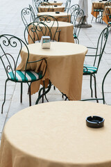 Sidewalk cafe tables