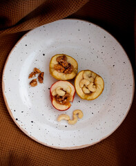 baked apple dessert with honey and nuts