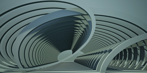 3D Rendering repeatition of  curve lines makes space for product background 