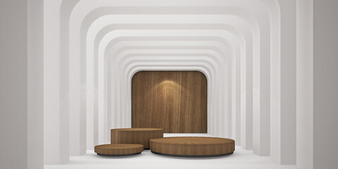 3D Rendering repeatition of  curve lines makes space for product background 