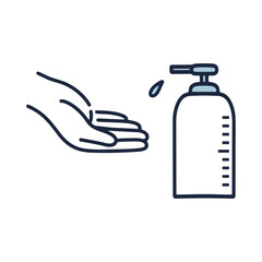 アルコール消毒をする人のシンプルベクターイラスト