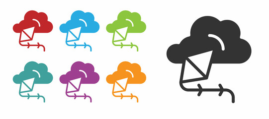 Black Kite icon isolated on white background. Set icons colorful. Vector