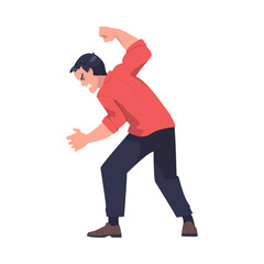 Man Aggressor with Fist Abusing and Insulting Weak Vector Illustration