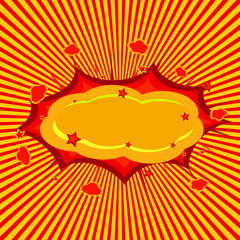Comic background with blank boom speech bubble ,pop art picture,yellow and red colors ,vector illustration
