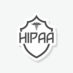 HIPAA Compliance Icon Graphic For Medical Document Security sticker isolated on white background