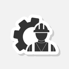 Worker gear sticker icon isolated on white background