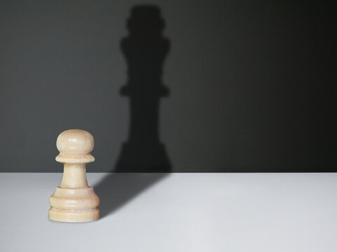 leadership - pawn forming king shadow