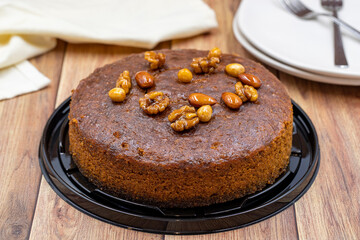 Delicious homemade traditional hazelnut wet cake