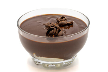 Supangle dessert isolated on white background. A chocolate pudding with a semi-solid, semi-liquid consistency.