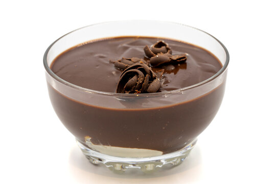 Supangle dessert isolated on white background. A chocolate pudding with a semi-solid, semi-liquid consistency.