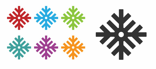 Black Snowflake icon isolated on white background. Merry Christmas and Happy New Year. Set icons colorful. Vector
