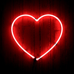 valentine day post heart neon light