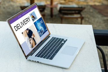 man laptop using , online shopping concept