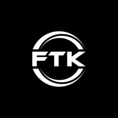FTK letter logo design with black background in illustrator, vector logo modern alphabet font overlap style. calligraphy designs for logo, Poster, Invitation, etc.